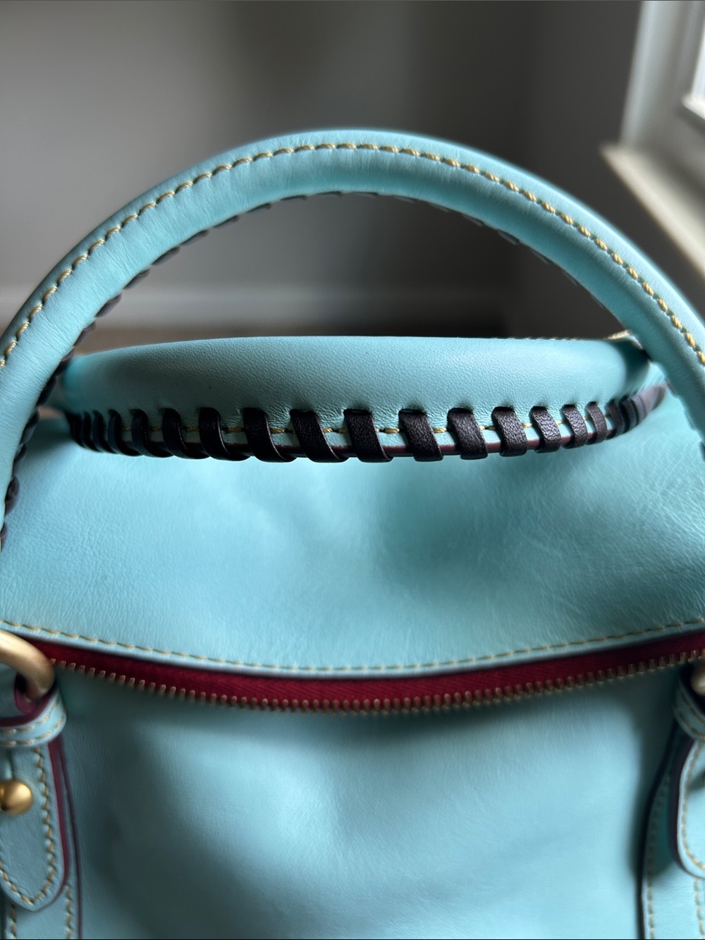 Dooney & Bourke Large Pale Blue/Aqua Florentine Leather Satchel - Picture 4 of 16